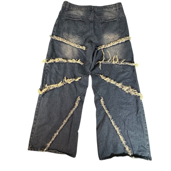 Manfinity XXL Men’s Distressed Wide Leg Jeans Heavy Shredding Streetwear Y2K - Picture 10 of 11